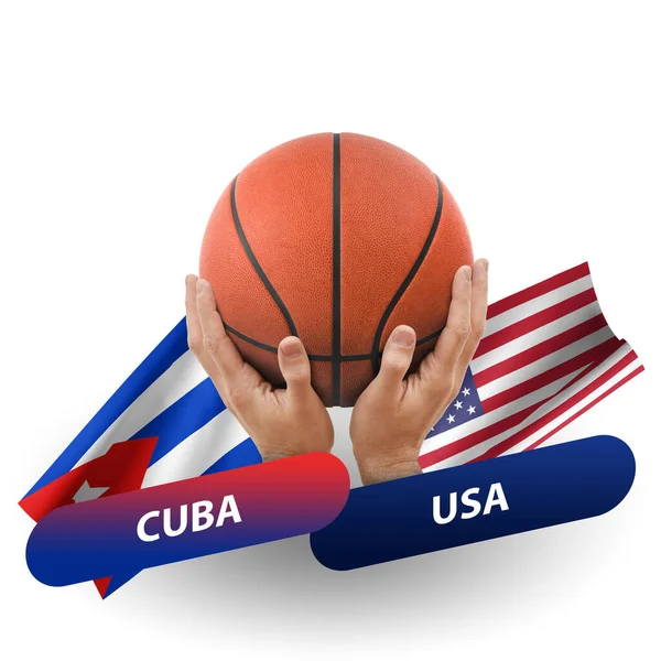 Basketball Competition Match National Teams Cuba Usa — стоковое фото