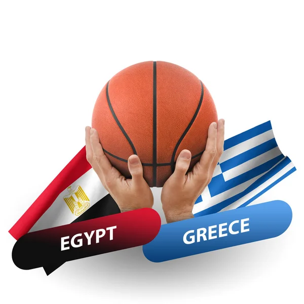 Basketball Competition Match National Teams Egypt Greece — Zdjęcie stockowe