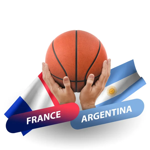 Basketball Competition Match National Teams France Argentina — Fotografia de Stock