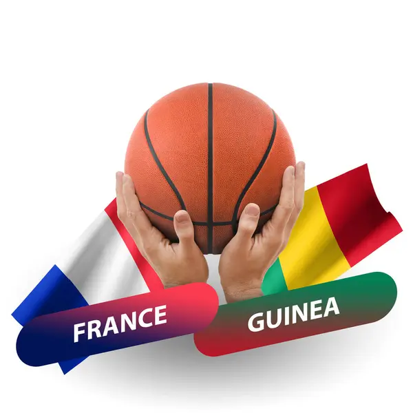 Partido Competencia Baloncesto Equipos Nacionales Francia Guinea — Foto de Stock