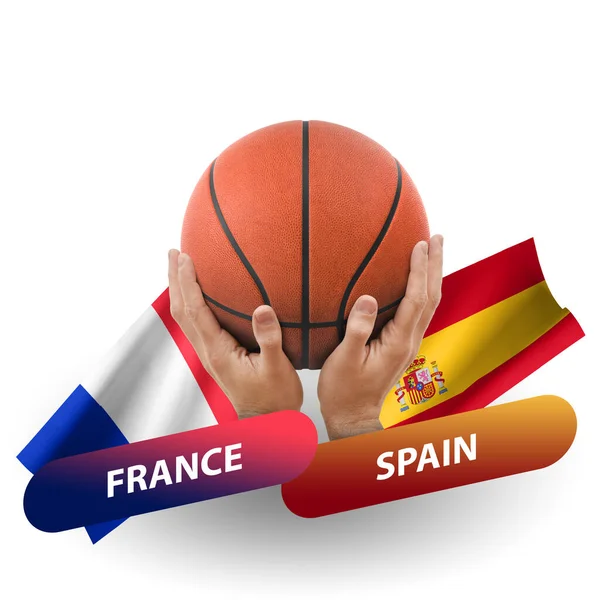 Basketball Competition Match National Teams France Spain —  Fotos de Stock