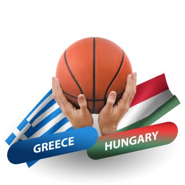 Basketball competition match, national teams greece vs hungary