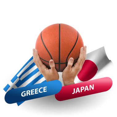 Basketball competition match, national teams greece vs japan