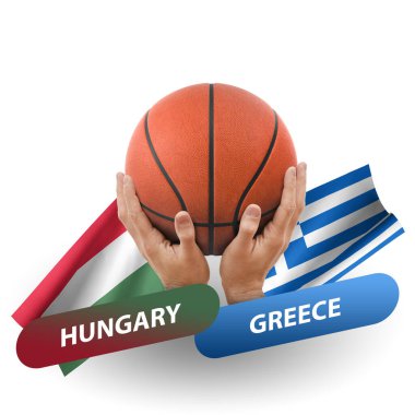 Basketball competition match, national teams hungary vs greece