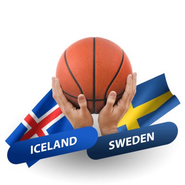 Basketball competition match, national teams iceland vs sweden