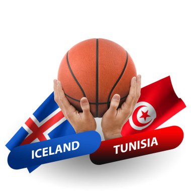 Basketball competition match, national teams iceland vs tunisia