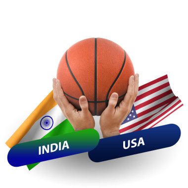 Basketball competition match, national teams india vs usa