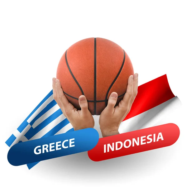 Basketball Competition Match National Teams Greece Indonesia — Zdjęcie stockowe