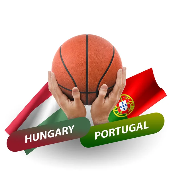 Basketball Competition Match National Teams Hungary Portugal — 스톡 사진