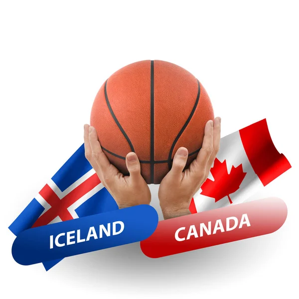Basketball Competition Match National Teams Iceland Canada — Foto Stock