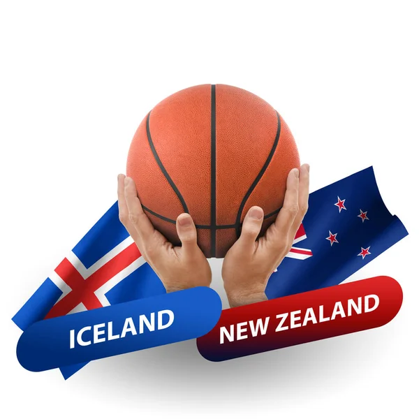 Basketball Competition Match National Teams Iceland New Zealand — Foto Stock