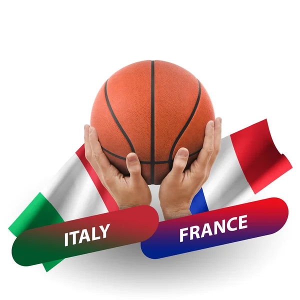 Basketball Competition Match National Teams Italy France — Foto de Stock