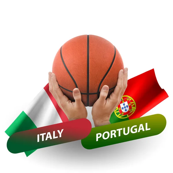 Basketball Competition Match National Teams Italy Portugal — 스톡 사진
