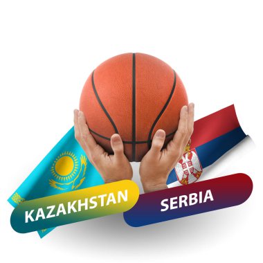 Basketball competition match, national teams kazakhstan vs serbia