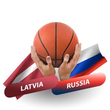 Basketball competition match, national teams latvia vs russia