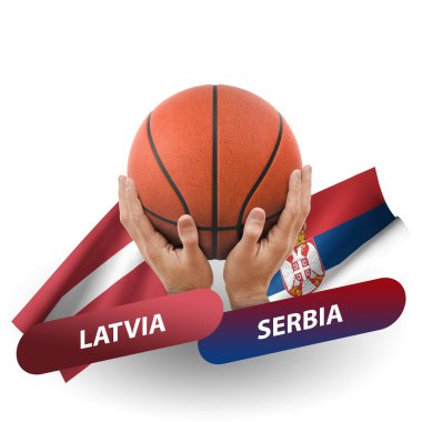 Basketball competition match, national teams latvia vs serbia