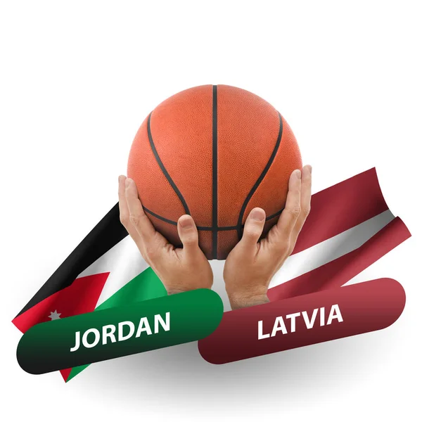 Basketball Competition Match National Teams Jordan Latvia — Stock fotografie
