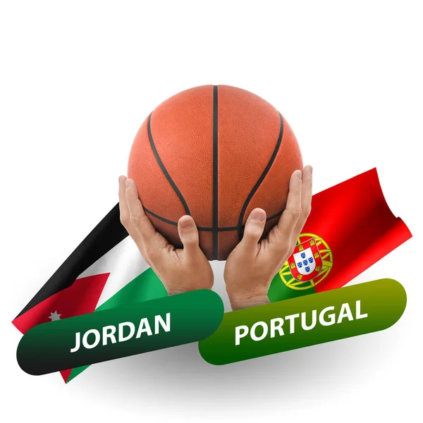 Basketball Competition Match National Teams Jordan Portugal — 스톡 사진