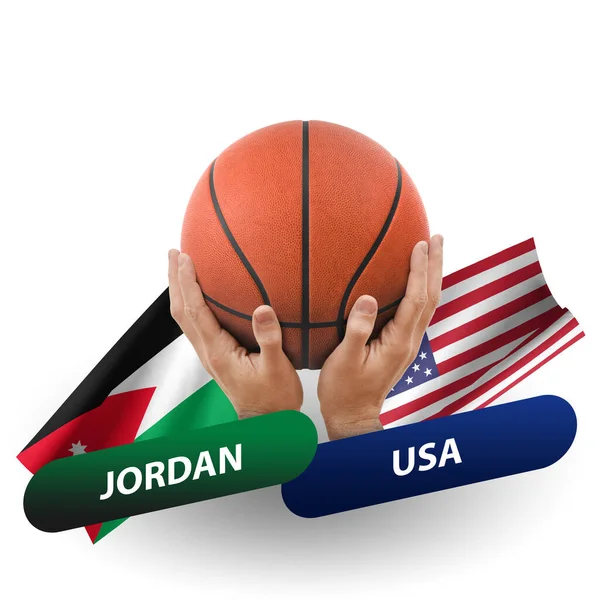 Basketball Competition Match National Teams Jordan Usa — Stock fotografie