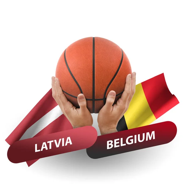 Basketball Competition Match National Teams Latvia Belgium — Stock Photo, Image