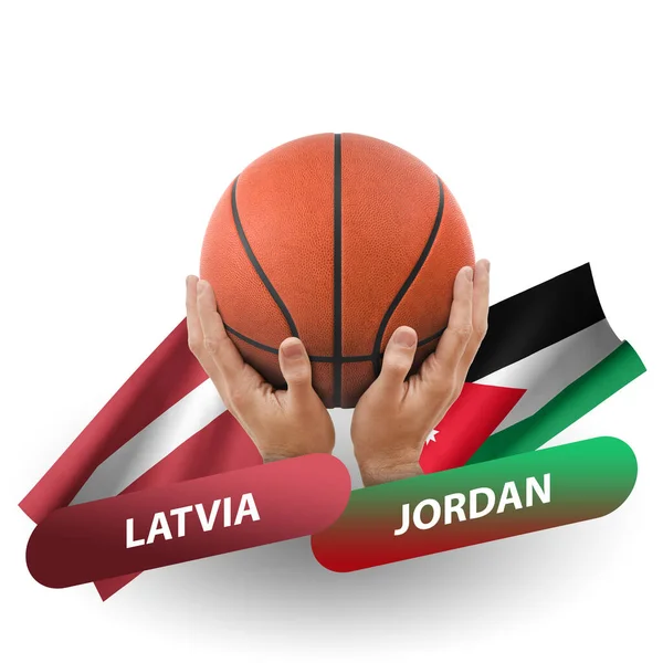 Basketball Competition Match National Teams Latvia Jordan — Stock fotografie