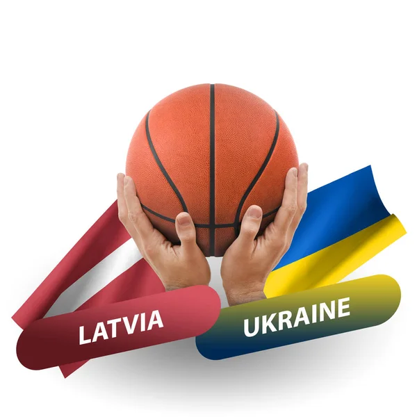 Basketball Competition Match National Teams Latvia Ukraine — Stockfoto