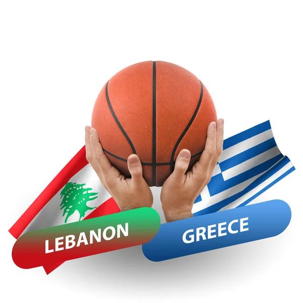 Basketball Competition Match National Teams Lebanon Greece — Zdjęcie stockowe