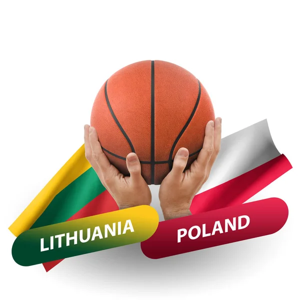 Partido Competencia Baloncesto Equipos Nacionales Lithuania Poland —  Fotos de Stock