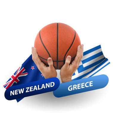 Basketball competition match, national teams new zealand vs greece