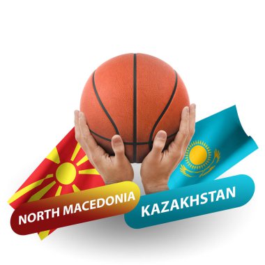 Basketball competition match, national teams north macedonia vs kazakhstan