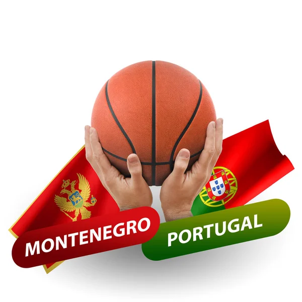 Basketball Competition Match National Teams Montenegro Portugal — 스톡 사진