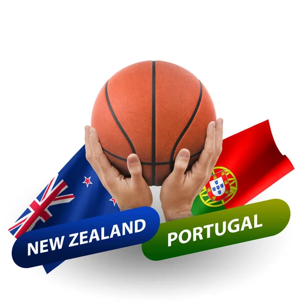 Basketball Competition Match National Teams New Zealand Portugal — 스톡 사진