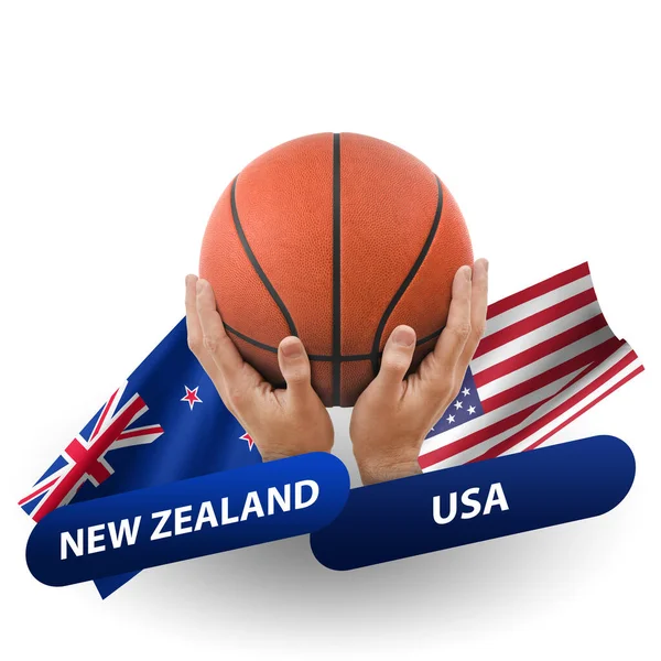 Basketball Competition Match National Teams New Zealand Usa — Foto de Stock