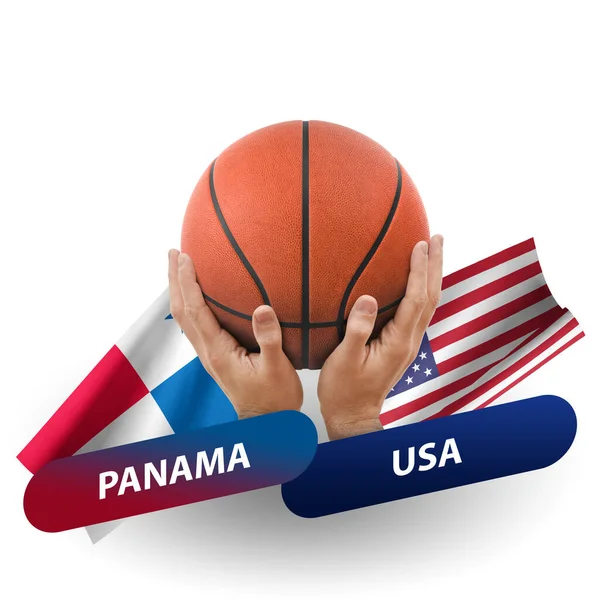 Basketball Competition Match National Teams Panama Usa — Stok fotoğraf