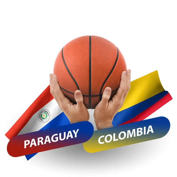 Partido Competencia Baloncesto Equipos Nacionales Paraguay Colombia — Foto de Stock