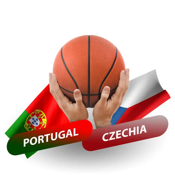 Basketball Competition Match National Teams Portugal Czechia — 스톡 사진