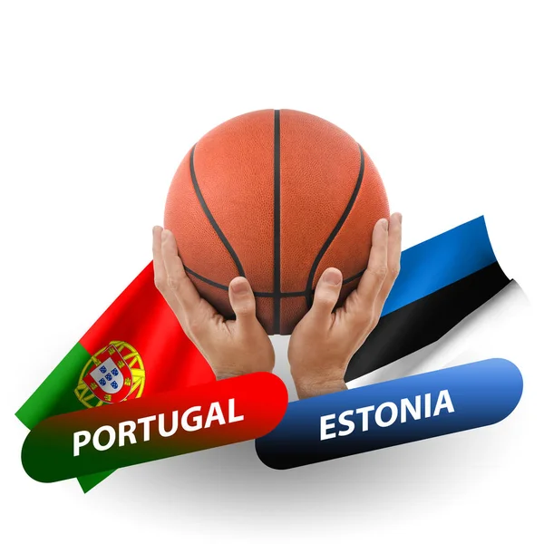 Basketball Competition Match National Teams Portugal Estonia — 스톡 사진