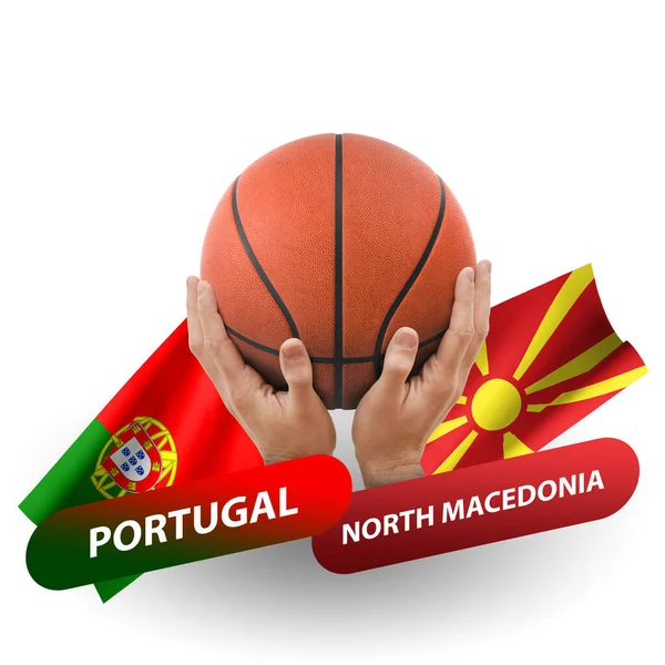 Basketball Competition Match National Teams Portugal North Macedonia — 스톡 사진