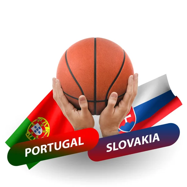 Basketball Competition Match National Teams Portugal Slovakia — 스톡 사진