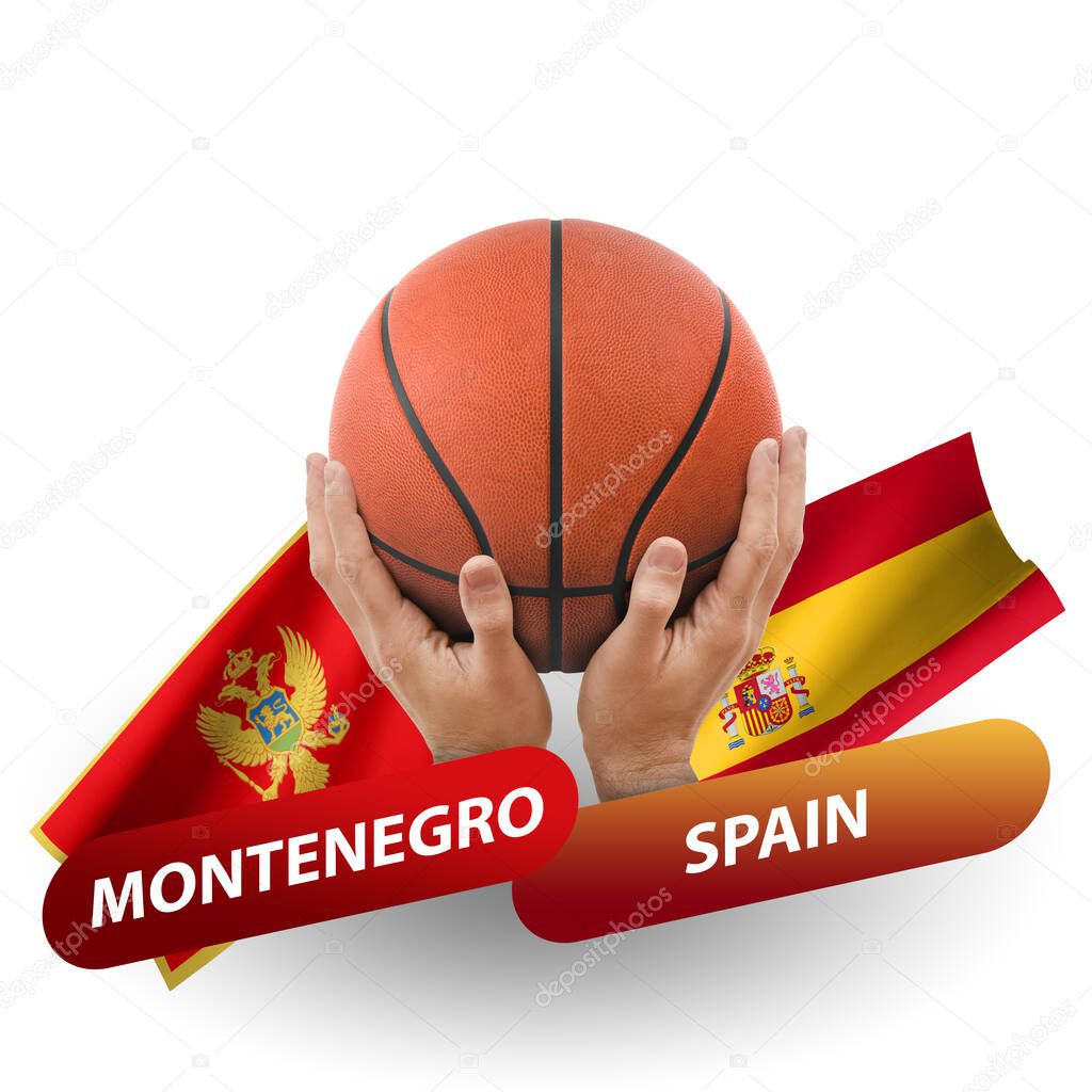Basketball competition match, national teams montenegro vs spain
