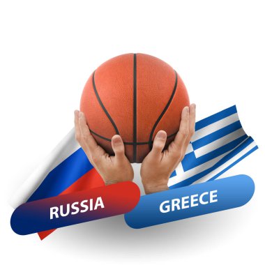 Basketball competition match, national teams russia vs greece