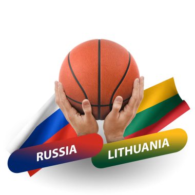 Basketball competition match, national teams russia vs lithuania