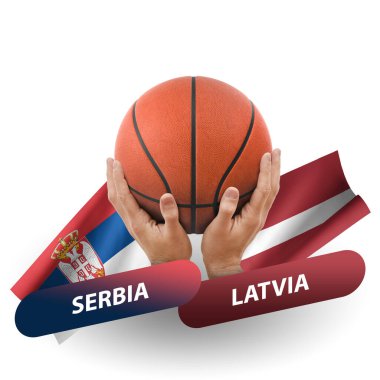 Basketball competition match, national teams serbia vs latvia