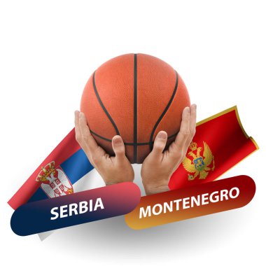 Basketball competition match, national teams serbia vs montenegro