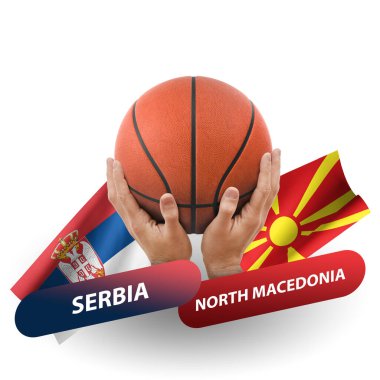 Basketball competition match, national teams serbia vs north macedonia