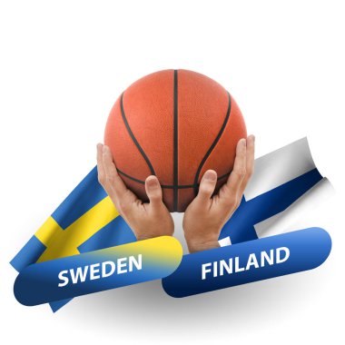 Basketball competition match, national teams sweden vs finland