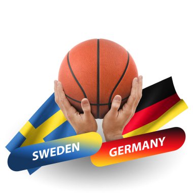 Basketball competition match, national teams sweden vs germany