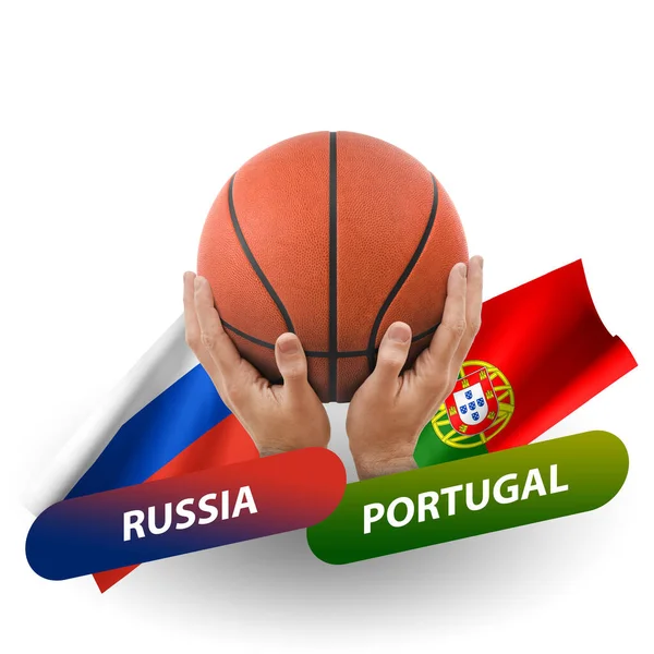 Basketball Competition Match National Teams Russia Portugal — 스톡 사진