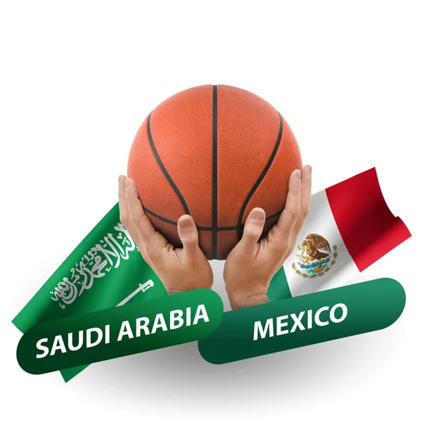 Basketball Competition Match National Teams Saudi Arabia Mexico — Stok fotoğraf