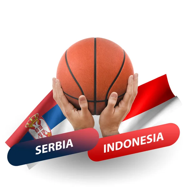 Basketball Competition Match National Teams Serbia Indonesia — Foto de Stock